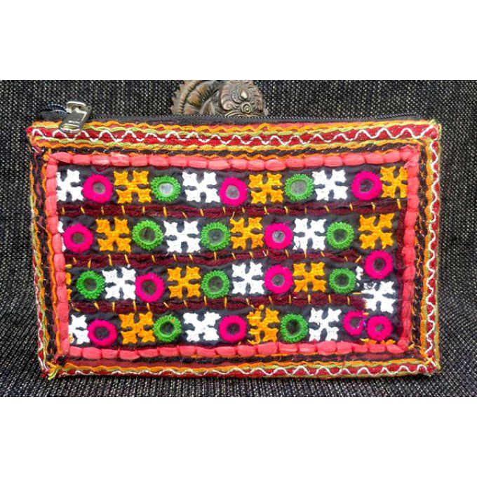 Pochette brodée multicolore