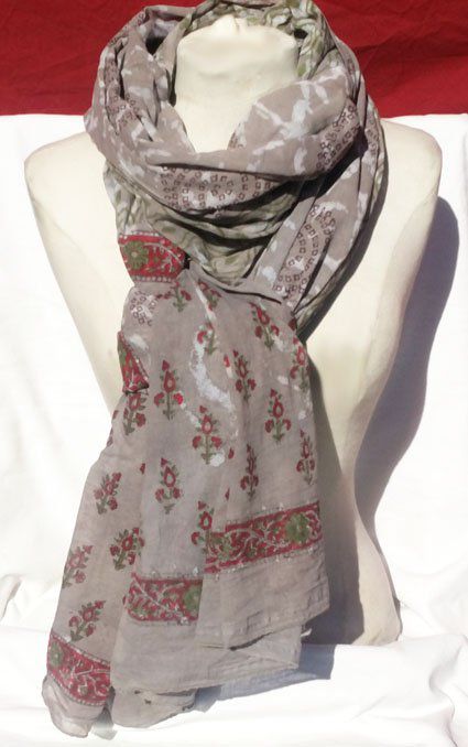 Maxi foulard gris/taupe en coton