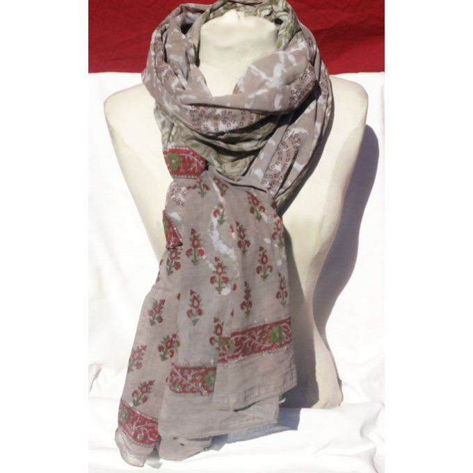 Maxi foulard gris/taupe en coton