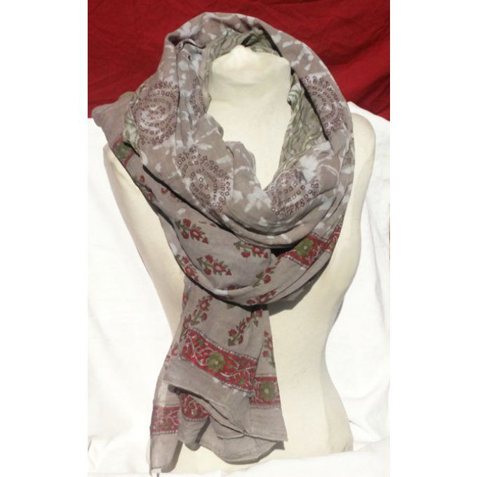 Maxi foulard gris/taupe en coton