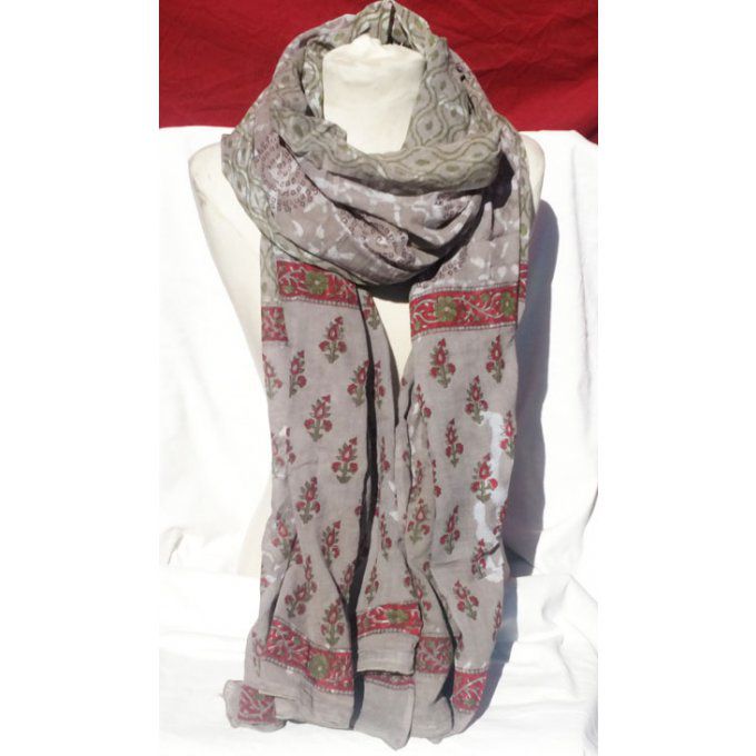 Maxi foulard gris/taupe en coton