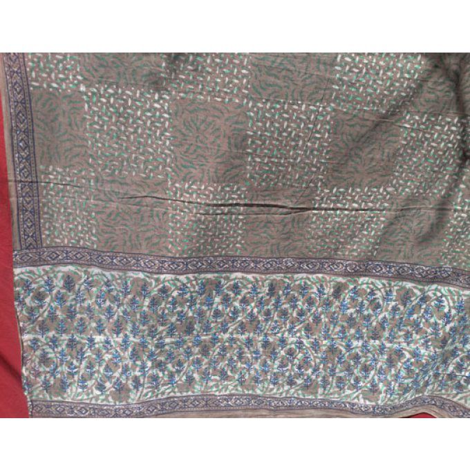 Maxi foulard en coton gris et bleu