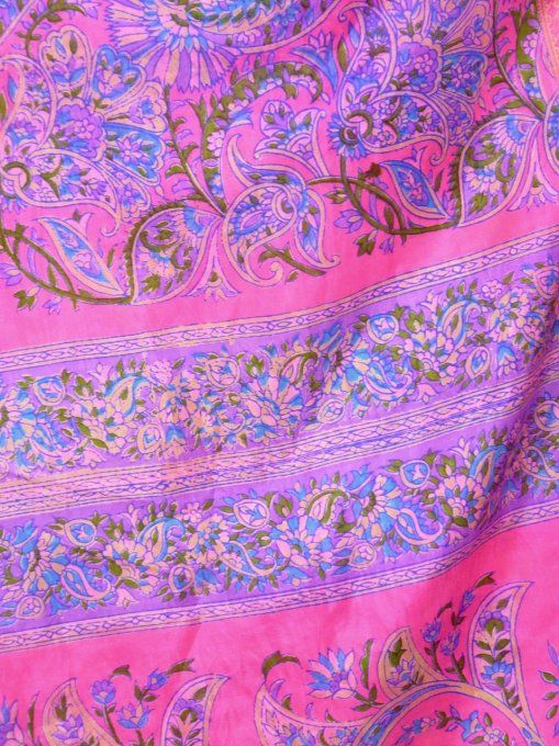 Jupe courte en soie fushia et rose