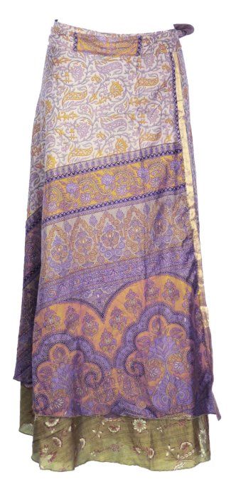 Longue jupe indienne en soie aux motifs ornementaux
