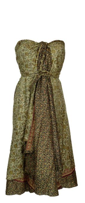 Jupe longue en soie ecrue et noire