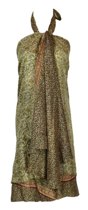 Jupe longue en soie ecrue et noire