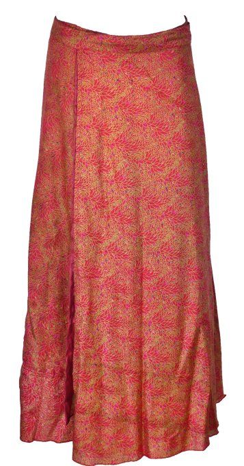 Jupe longue en soie rose aux détails floraux