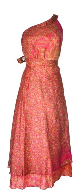 Jupe longue en soie rose aux détails floraux