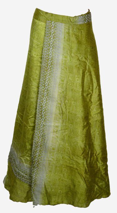 Jupe longue en soie vert tillieul