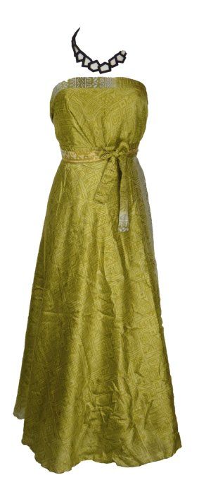 Jupe longue en soie vert tillieul