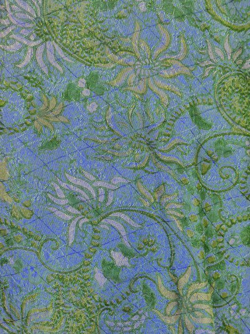 jupe longue en soie texturée bleue et verte 