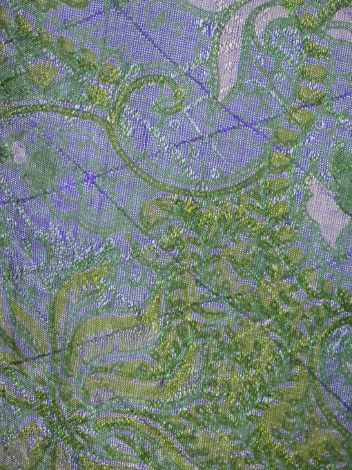 jupe longue en soie texturée bleue et verte 