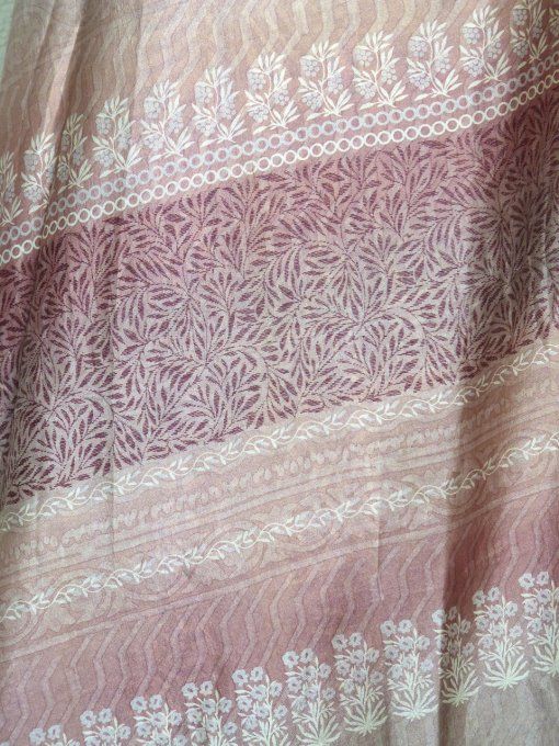 Jupe longue en soie vieux rose argent