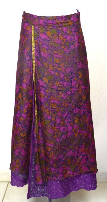 Jupe longue en soie violette
