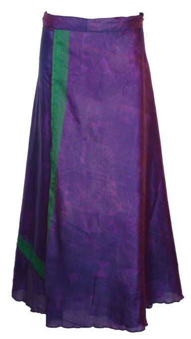 Jupe longue en soie violette irisée