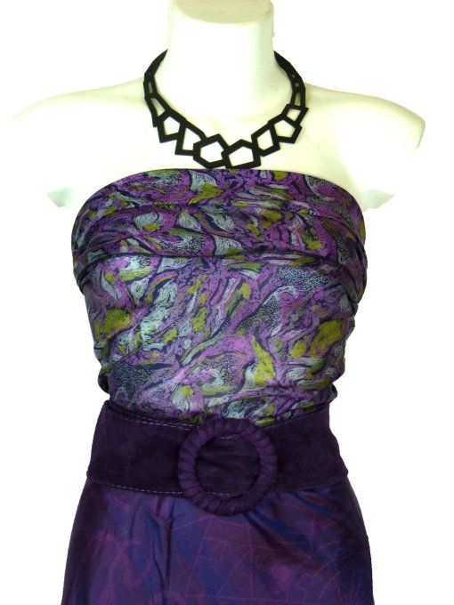 Jupe longue en soie violette irisée