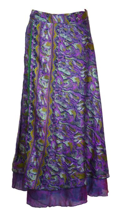 Jupe longue en soie violette irisée