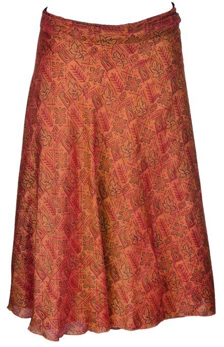 Jupe mi longue en soie à spirales