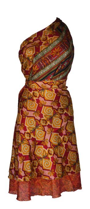 Jupe mi longue en soie à spirales