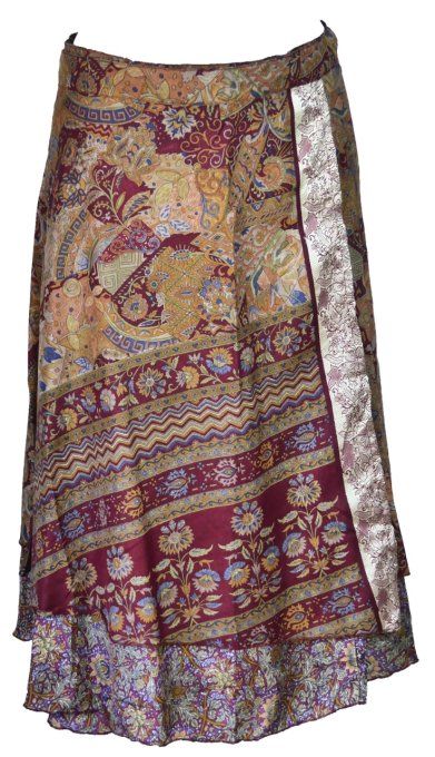 Jupe mi longue en soie decor floral