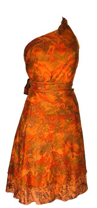 Jupe mi longue en soie cuivrée