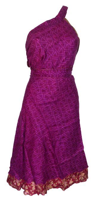 Jupe mi longue en soie fushia et violet