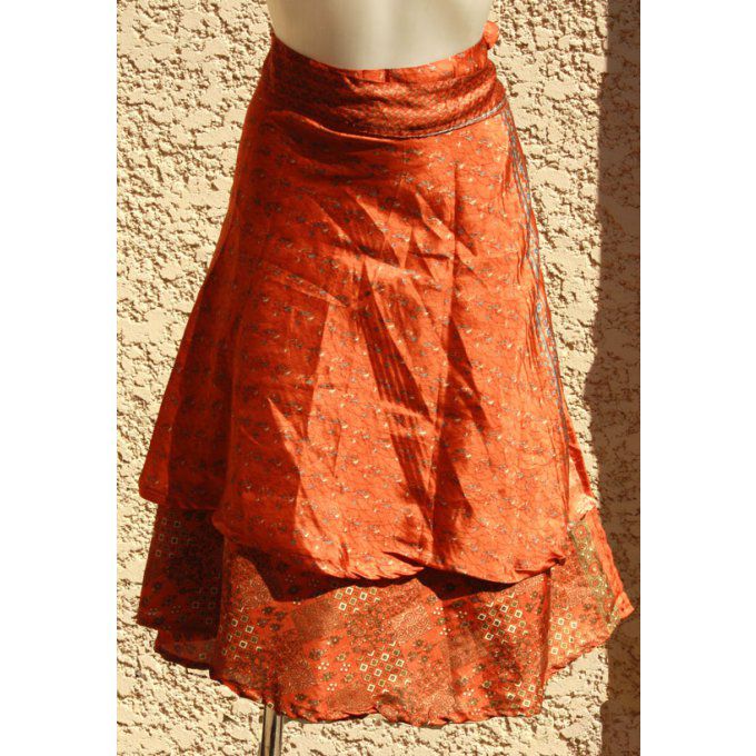 Jupe midi portefeuille orange