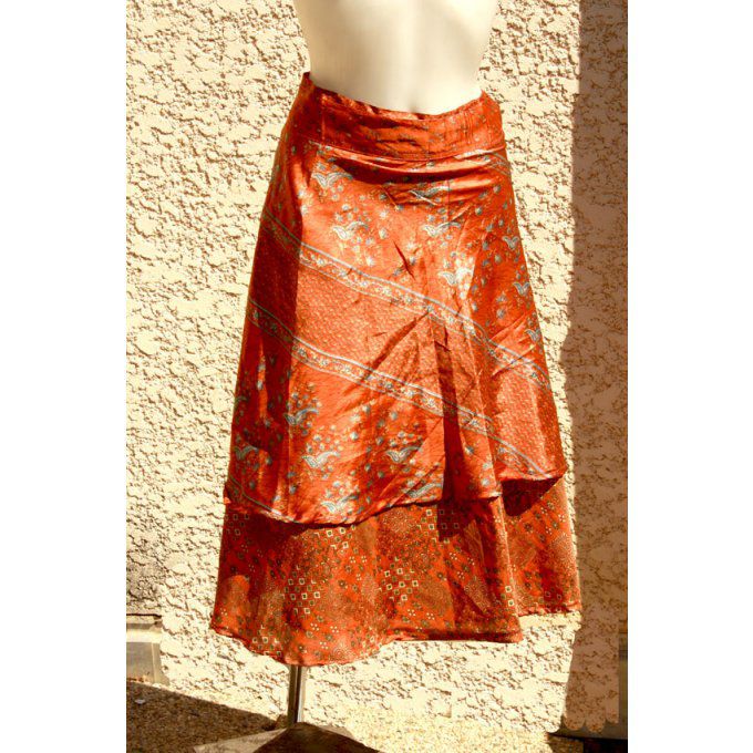 Jupe midi portefeuille orange