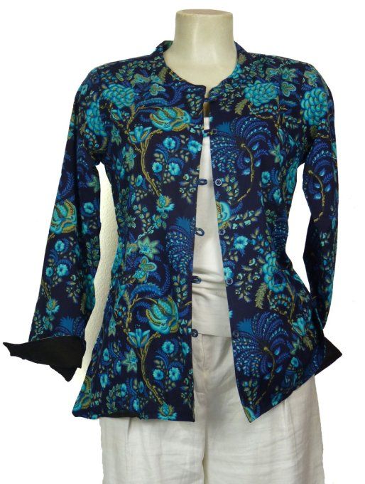 Veste en coton bleu et noir